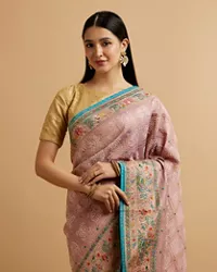 Engagement Glory Purple Silk Saree with Embroidery and Zari - Image 5